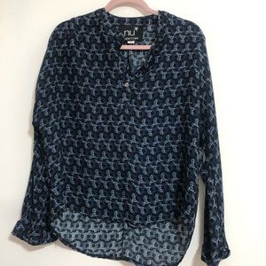 Nu Denmark size Small Marble Black Gold Tiger Embellished Long Sleeve Blouse Top